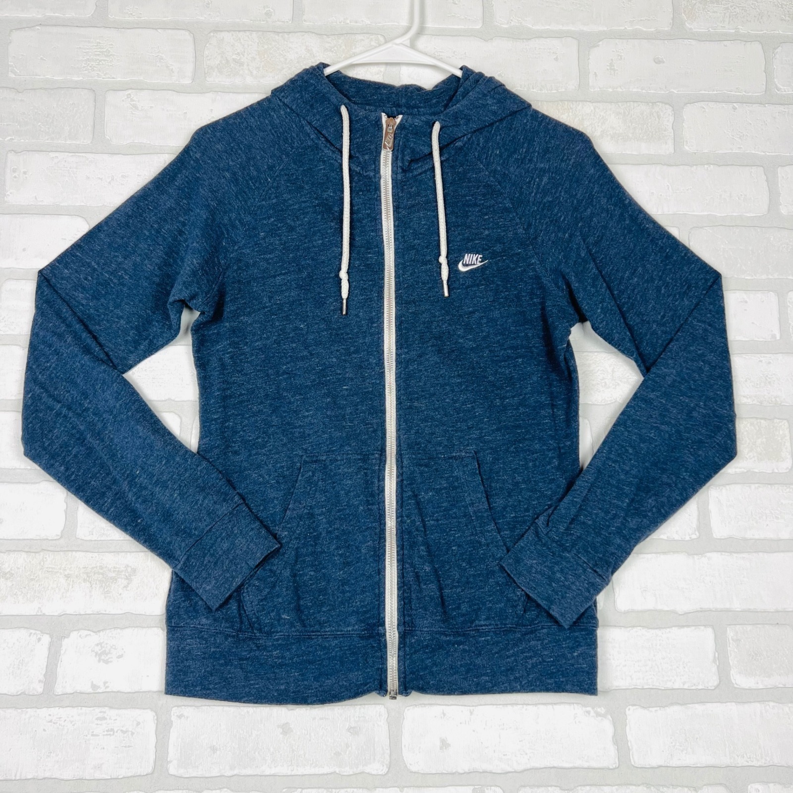 Nike Sportswear Gym Vintage Full Zip Hoodie Navy Blue Heathered Women's M
